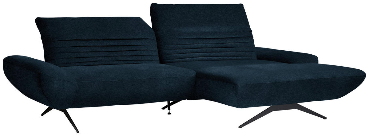 ECKSOFA  in Teddystoff Dunkelblau  280/170-195 cm  - Schwarz/Dunkelblau, Design, Textil/Metall (280/170-195cm) - Dieter Knoll