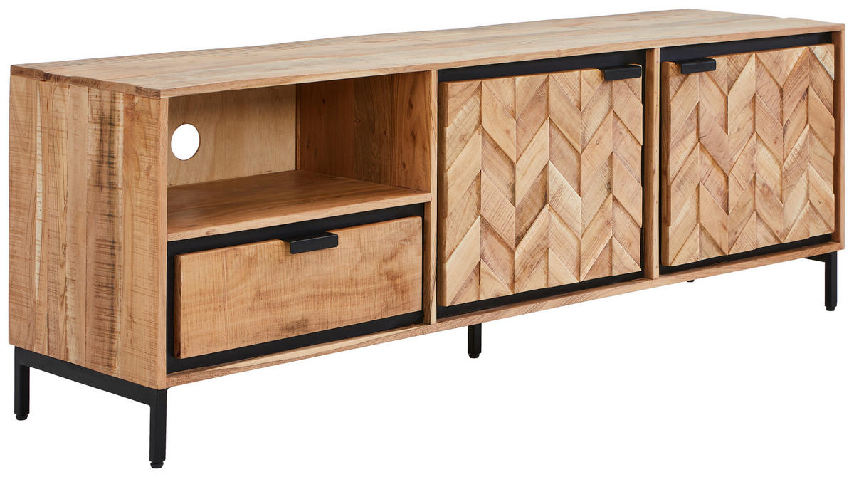 LOWBOARD  in 175/60/45 cm  - Schwarz/Akaziefarben, MODERN, Holz/Metall (175/60/45cm) - Livetastic