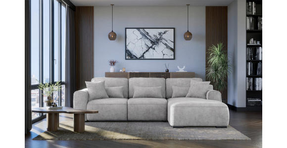 ECKSOFA Hellgrau Chenille  - Hellgrau/Grau, KONVENTIONELL, Kunststoff/Textil (293/205cm) - Carryhome