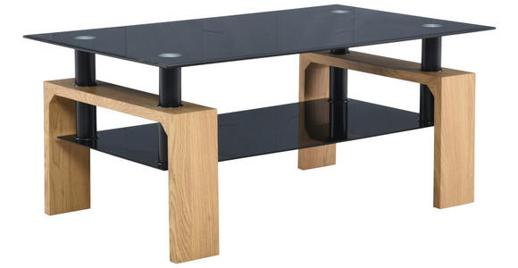 COUCHTISCH ESG 100/60/45 cm rechteckig Schwarz, Eichefarben  - Eichefarben/Schwarz, Design, Glas/Holzwerkstoff (100/60/45cm) - Carryhome