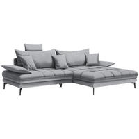 ECKSOFA PRATO Hellgrau Webstoff  - Hellgrau/Schwarz, MODERN, Textil/Metall (292/176cm) - MID.YOU
