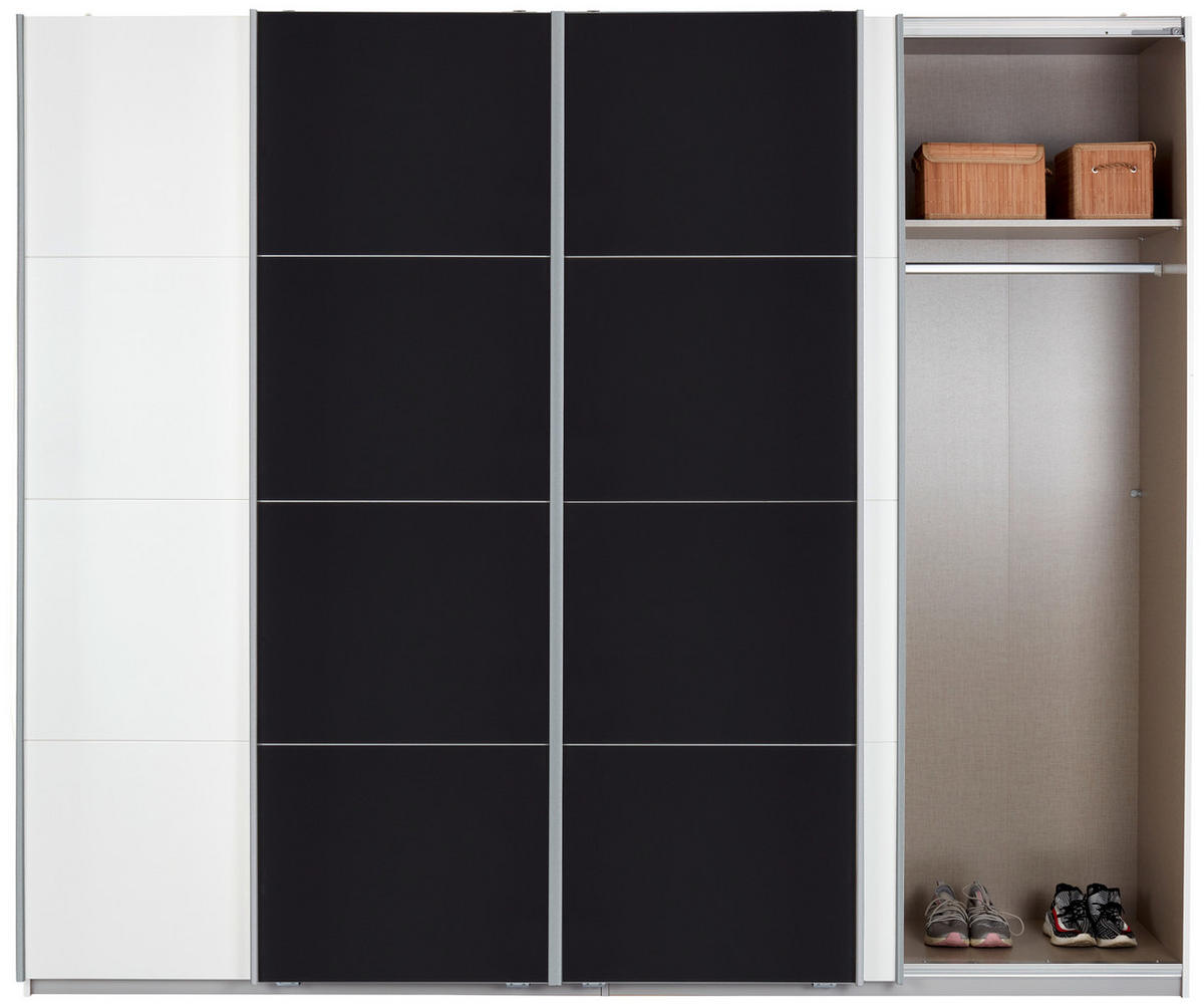 SCHIEBETÜRENSCHRANK 361/230/62 cm 4-türig Weiß  - Dunkelgrau/Alufarben, MODERN, Glas/Holzwerkstoff (361/230/62cm) - James Wood