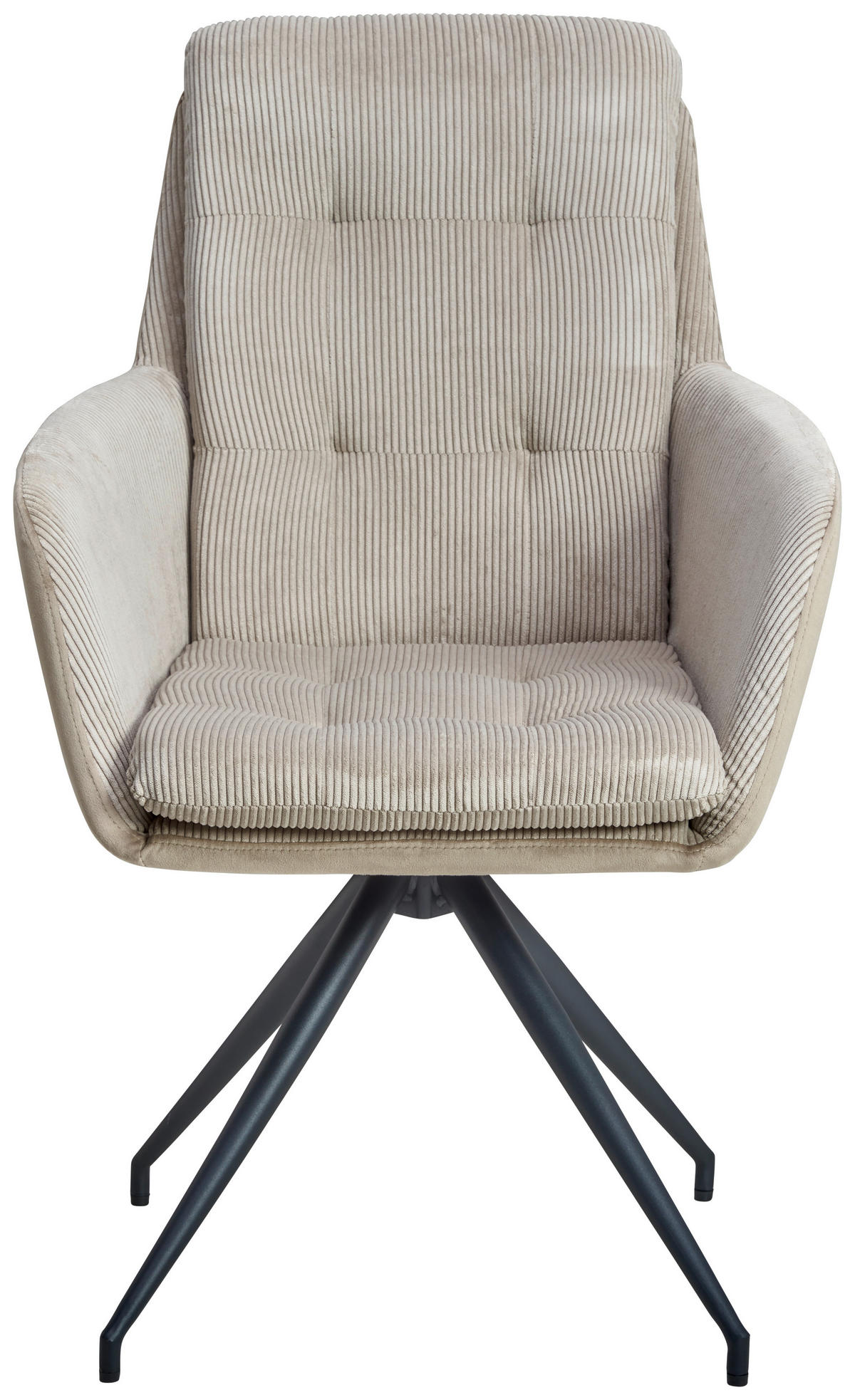 ARMLEHNSTUHL  in Eisen Webstoff, Cord, Samt  - Beige/Schwarz, LIFESTYLE, Textil/Metall (60/94/64cm) - MID.YOU