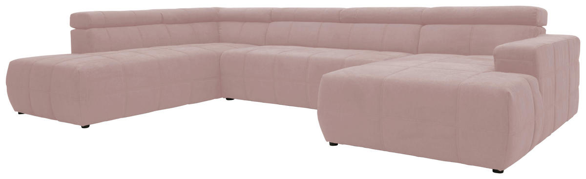 WOHNLANDSCHAFT Rosa Mikrofaser  - Schwarz/Rosa, Design, Kunststoff/Textil (228/359/175cm) - MID.YOU