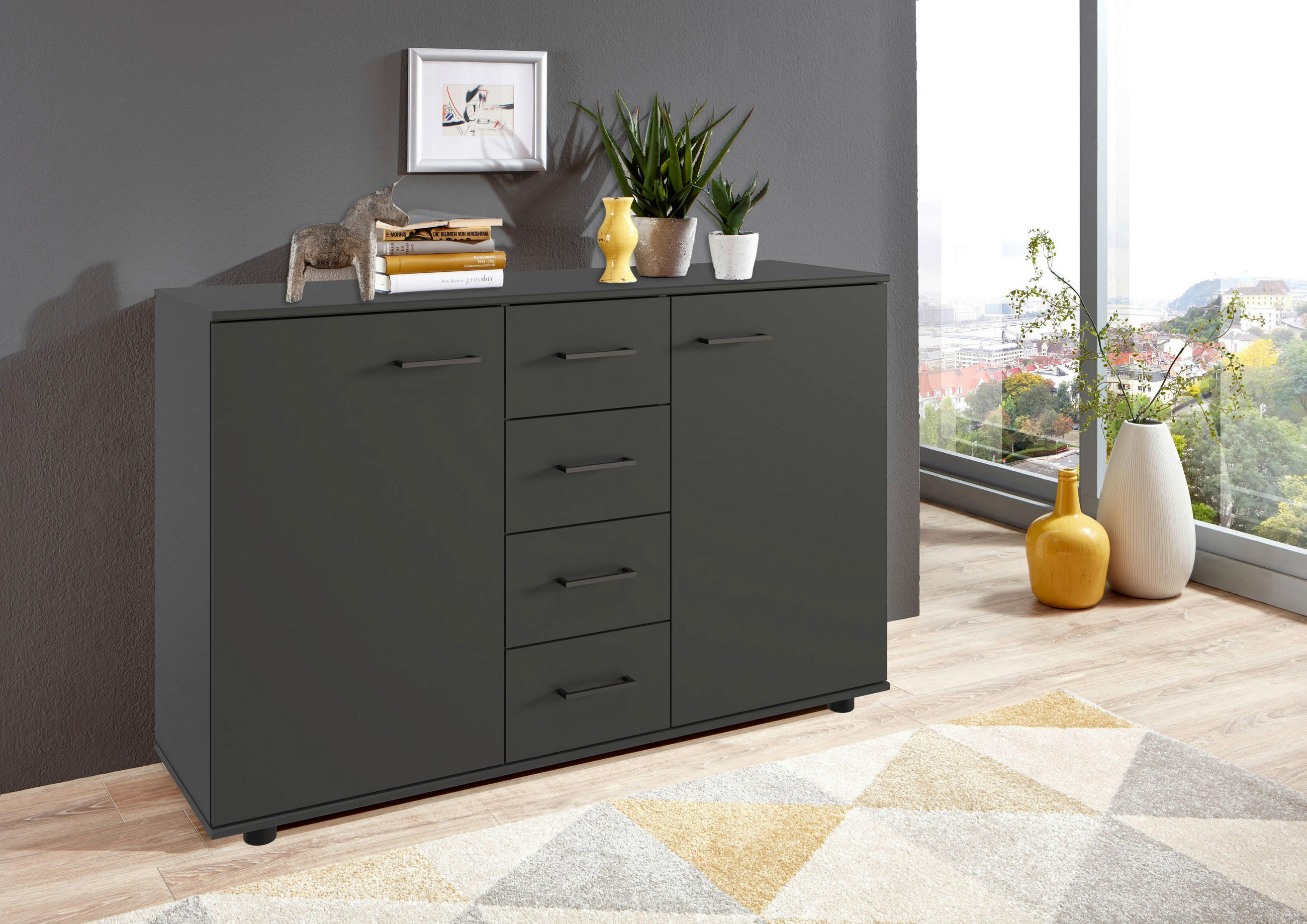 KOMMODE 130/83/41 cm  in Graphitfarben  - Schwarz/Graphitfarben, Konventionell, Holzwerkstoff/Kunststoff (130/83/41cm) - Carryhome