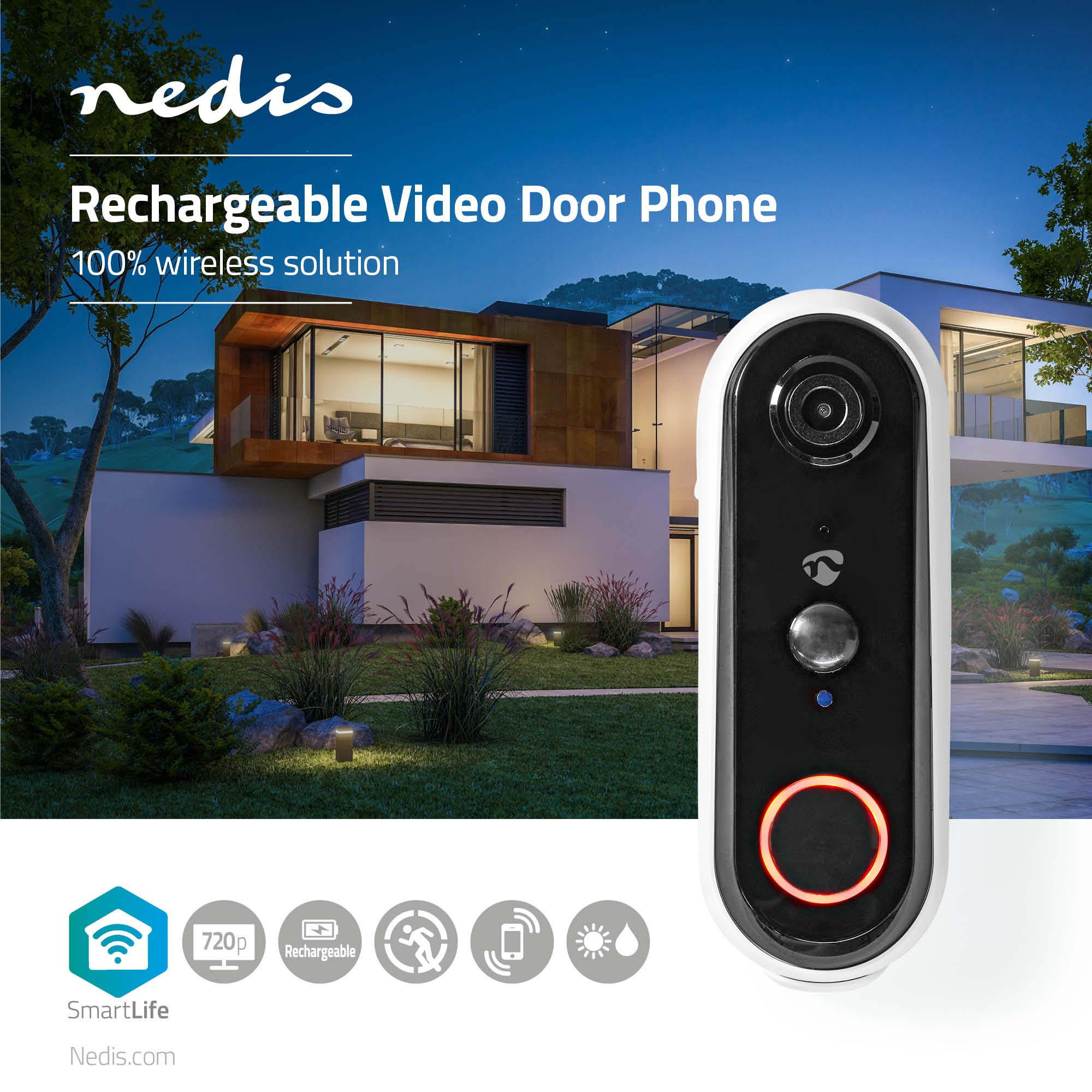 Video-Türsprechanlage Nedis® SmartLife  - Weiß, Basics, Kunststoff (14,1/3,2/5,4cm)