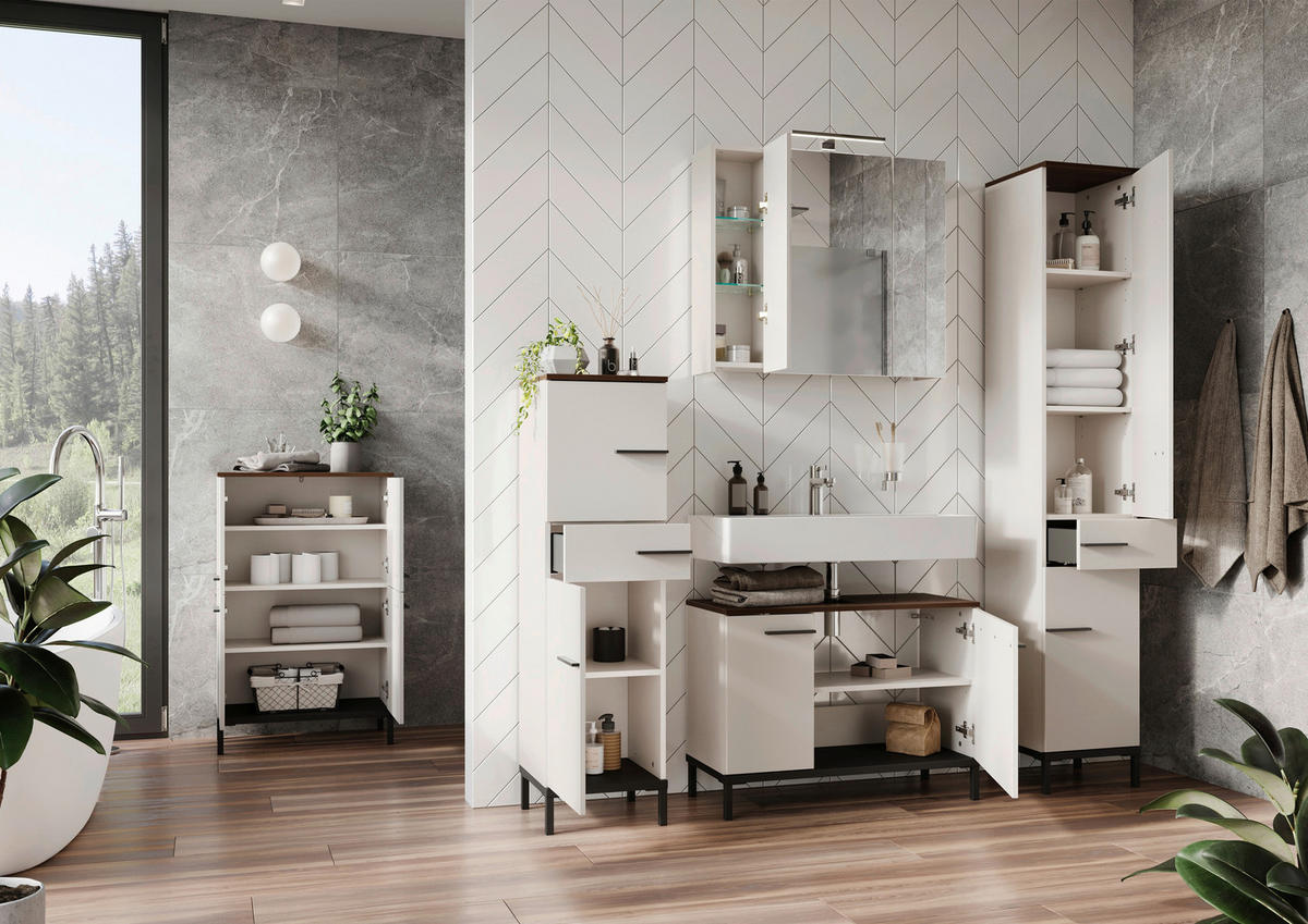 WASCHBECKENUNTERSCHRANK 80/59/34 cm  - Kaschmir/Nussbaumfarben, MODERN, Holzwerkstoff/Metall (80/59/34cm) - Xora