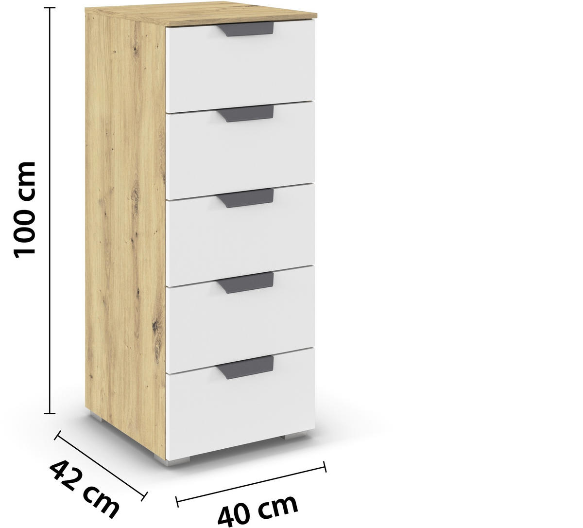 KOMMODE  in 40/100/35 cm  - Dunkelgrau/Weiß, Design, Holzwerkstoff/Metall (40/100/35cm) - Carryhome