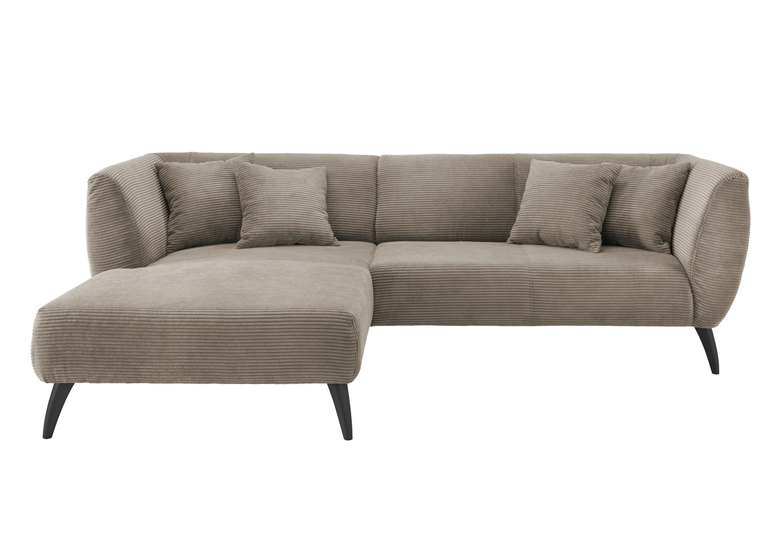 ECKSOFA Graubraun Cord  - Graubraun/Schwarz, MODERN, Holz/Textil (160/264cm) - MID.YOU