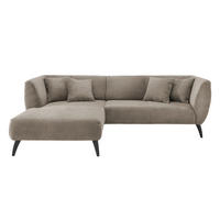 ECKSOFA Graubraun Cord  - Graubraun/Schwarz, MODERN, Holz/Textil (160/264cm) - MID.YOU
