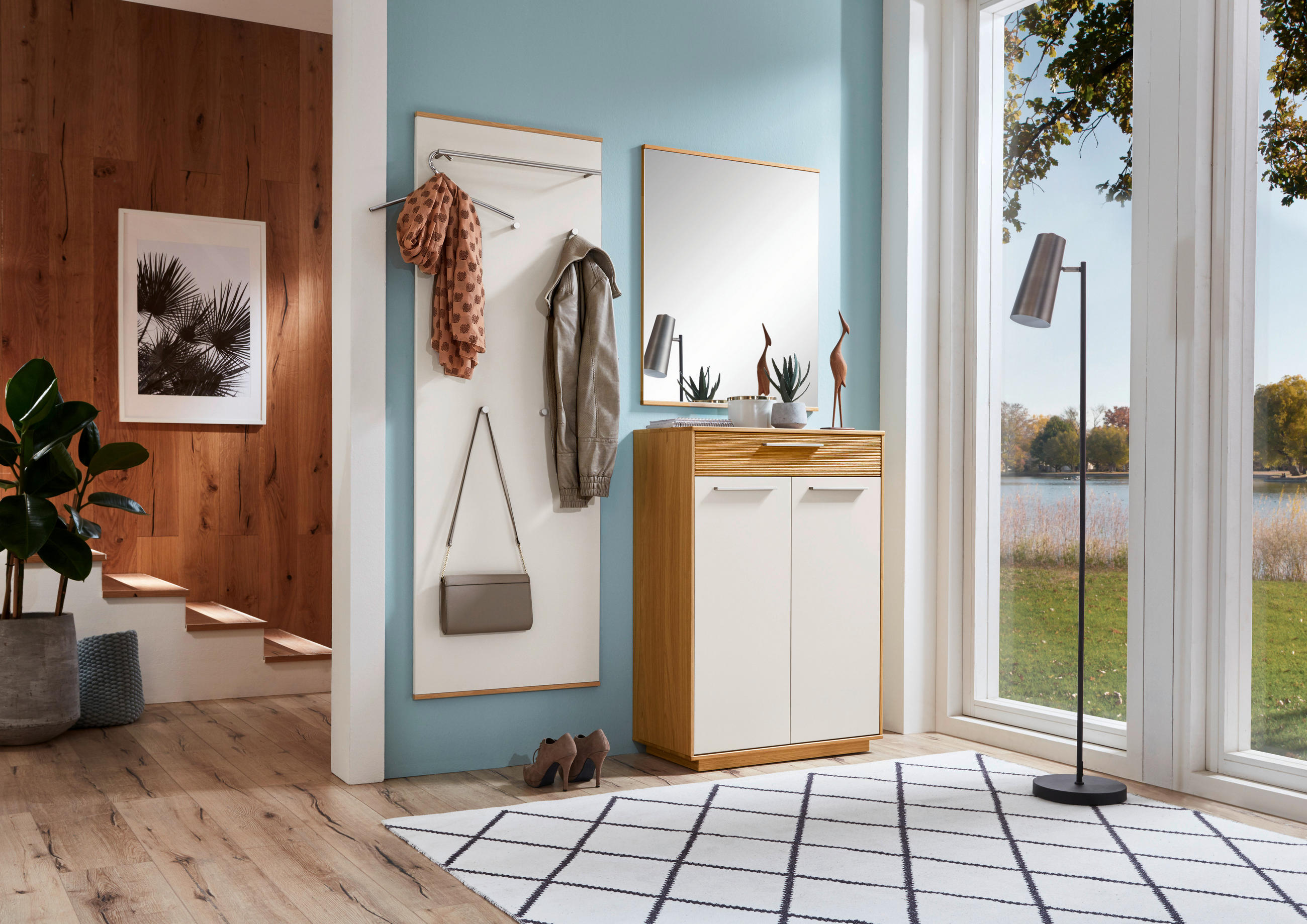 GARDEROBE 3-teilig in 145/195/37 cm - Eichefarben/Weiß, Design, Holz/Holzwerkstoff (145/195/37cm)