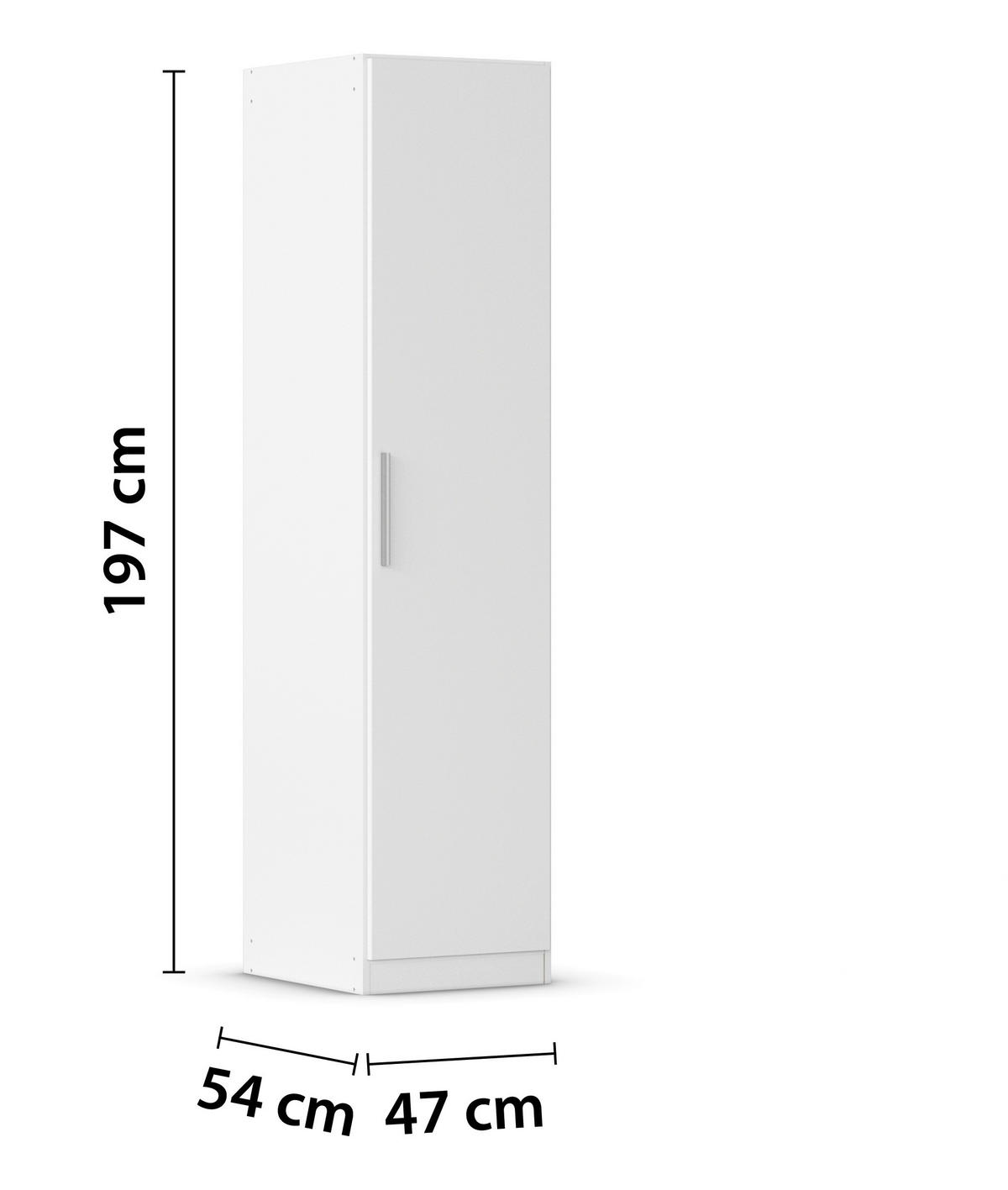 DREHTÜRENSCHRANK 47/197/54 cm,  in Weiß, 1-türig  - Alufarben/Weiß, KONVENTIONELL, Holzwerkstoff/Kunststoff (47/197/54cm) - home24