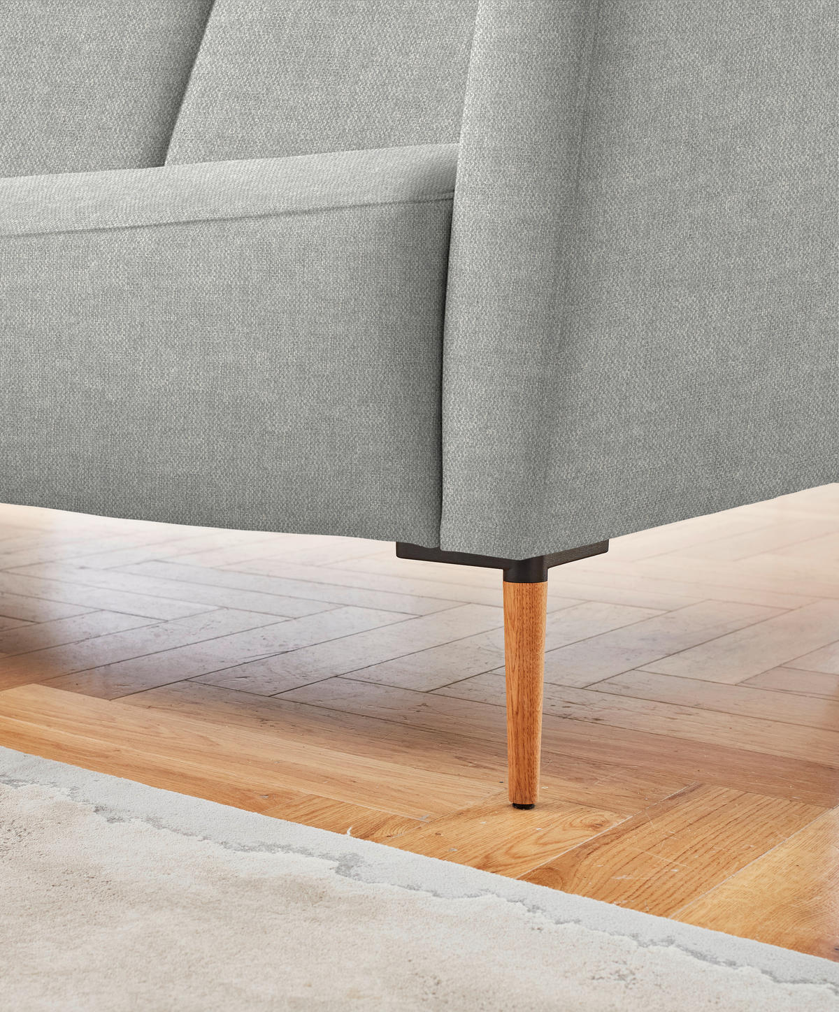 ECKSOFA  in Flachgewebe Grauweiß  189/236 cm  - Eichefarben/Grauweiß, Design, Holz/Textil (189/236cm) - Valnatura