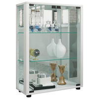 VITRINE in Weiss  - Weiss/Schwarz, Modern, Glas/Holzwerkstoff (60/80/25cm) - MID.YOU