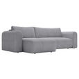 ECKSOFA in Cord Grau  - Schwarz/Grau, MODERN, Kunststoff/Textil (150/245cm) - Carryhome