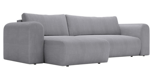 ECKSOFA in Cord Grau  - Schwarz/Grau, MODERN, Kunststoff/Textil (150/245cm) - Carryhome