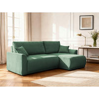 ECKSOFA KIMMY Grün Cord Zierkissen, Rückenkissen, Bettkasten  - Schwarz/Grün, Design, Kunststoff/Textil (233/146cm) - P & B