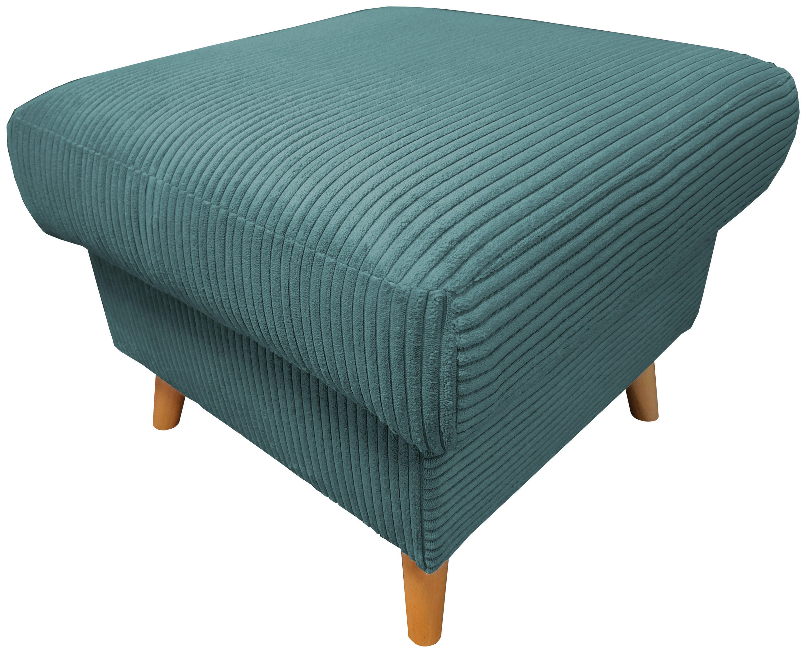 HOCKER in Textil Petrol  - Petrol/Naturfarben, Design, Holz/Textil (61/43/61cm) - P & B