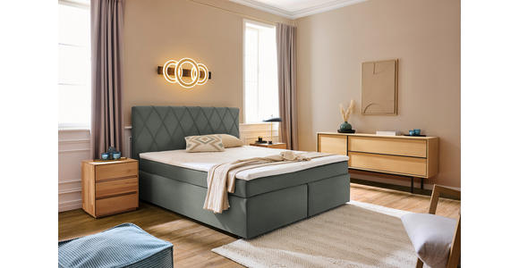 BOXSPRINGBETT 180/200 cm in Grau - Schwarz/Grau, Design, Kunststoff/Textil (180/200cm) - Xora