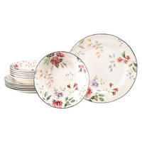 TAFELSERVICE Priscilla Bunt 12-teilig  - Waldgrün/Mauve, Trend, Keramik - Creatable