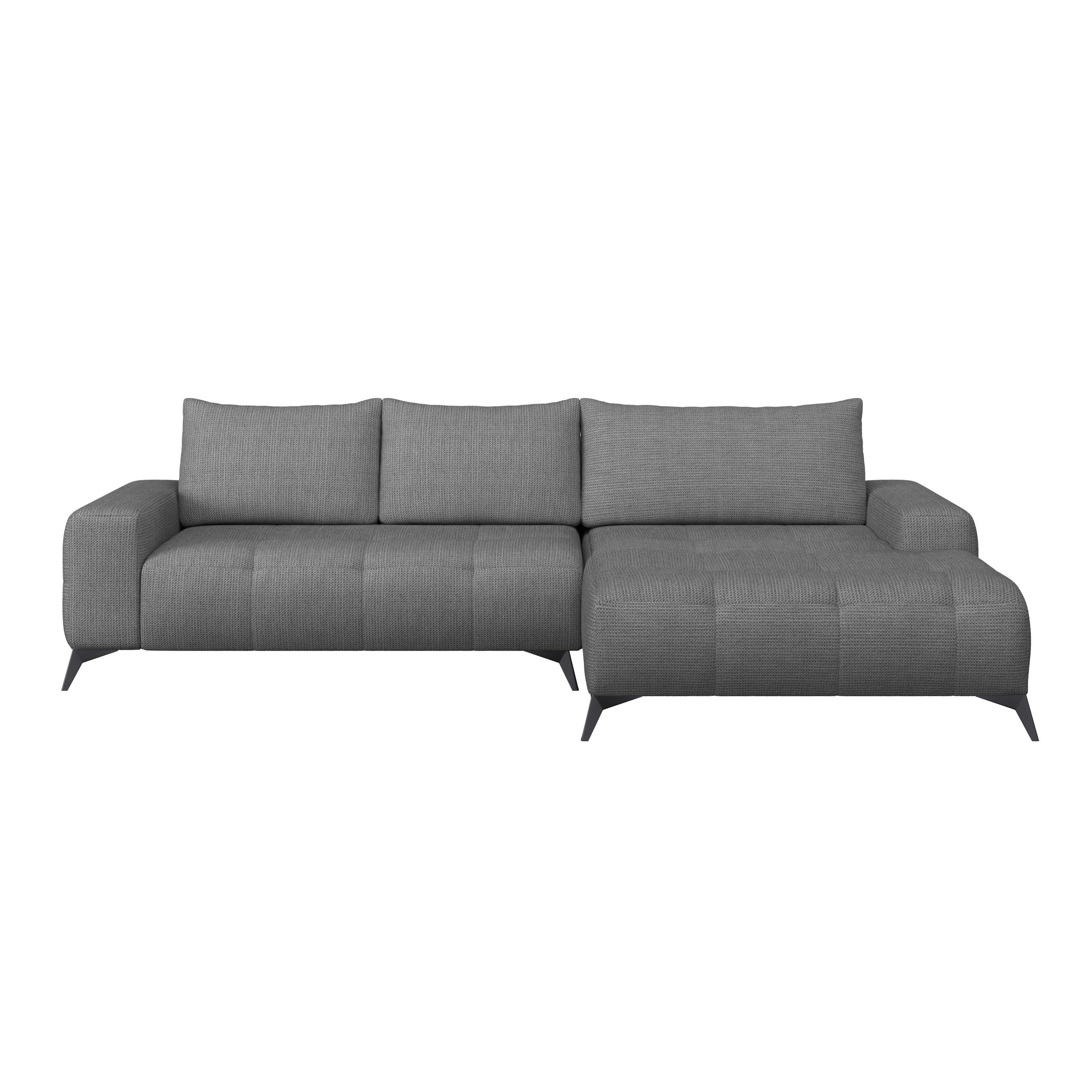 ECKSOFA MAURO Anthrazit Flachgewebe  - Anthrazit/Schwarz, Trend, Textil/Metall (290/175cm) - MID.YOU