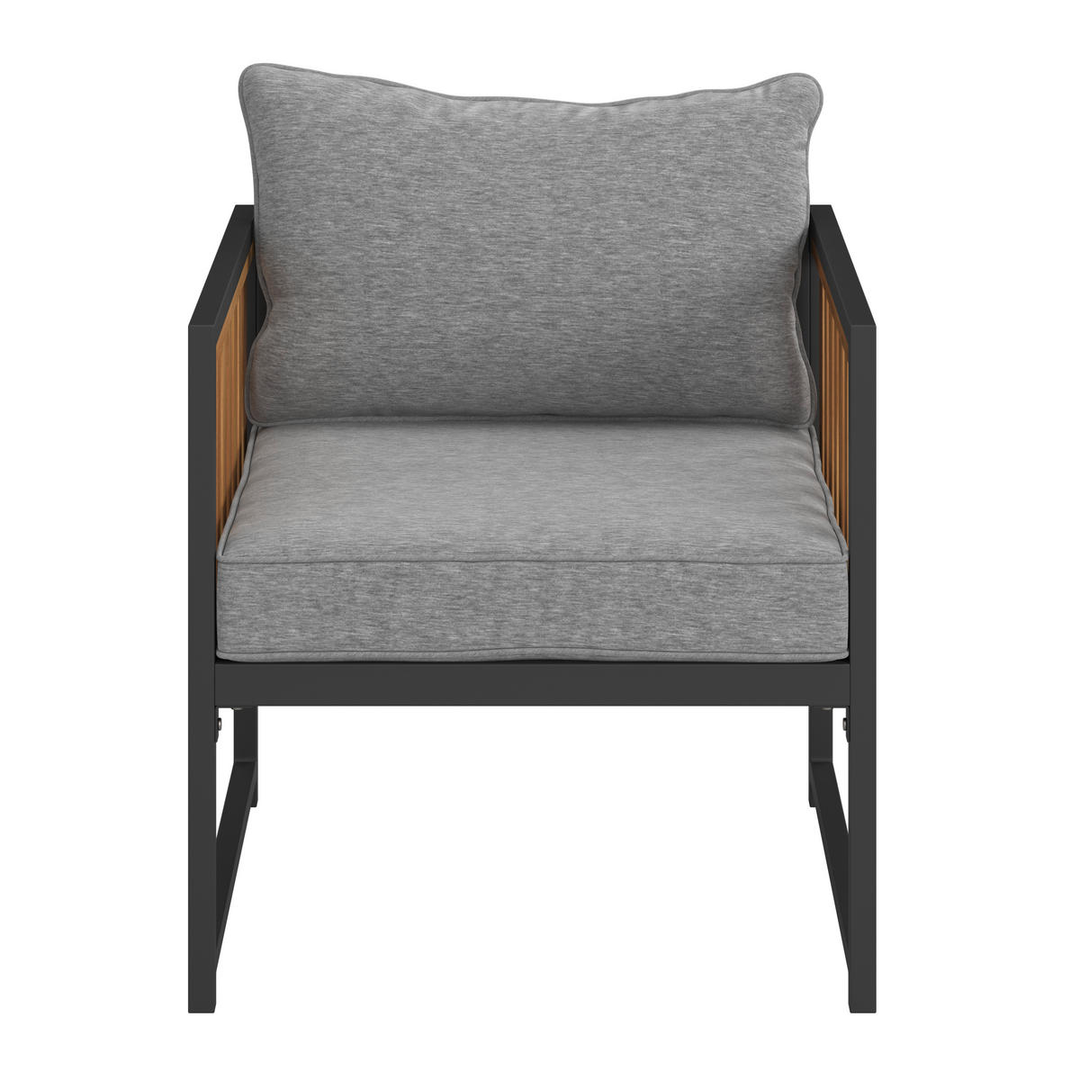 LOUNGEGARNITUR   Akazie massiv Eisen  - Schwarz/Akaziefarben, MODERN, Holz/Textil - Beldano