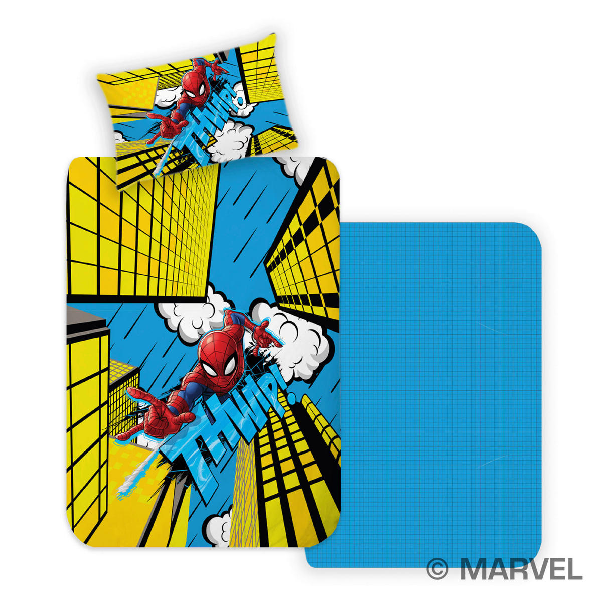 "Spiderman" Ágyneműhuzat-garn. 140/200 cm  - világoskék, Basics, textil (140/200cm)