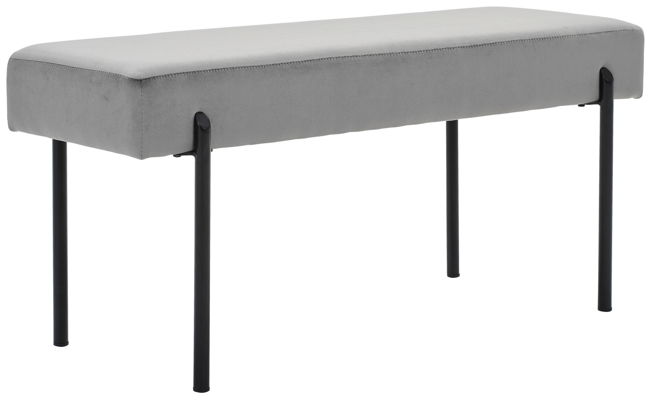 HOCKERBANK 100/45/35 cm Samt Grau, Schwarz  - Schwarz/Grau, MODERN, Textil/Metall (100/45/35cm) - Novel