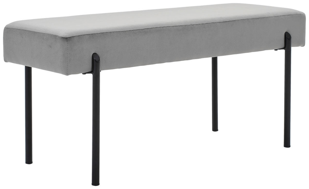 HOCKERBANK 100/45/35 cm Samt Schwarz, Grau  - Schwarz/Grau, MODERN, Textil/Metall (100/45/35cm) - Novel