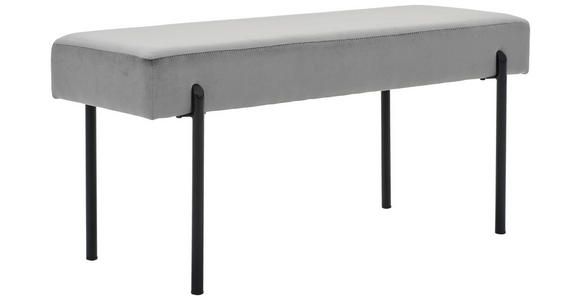 HOCKERBANK 100/45/35 cm Samt Grau, Schwarz - Schwarz/Grau, MODERN, Textil/Metall (100/45/35cm) - Novel