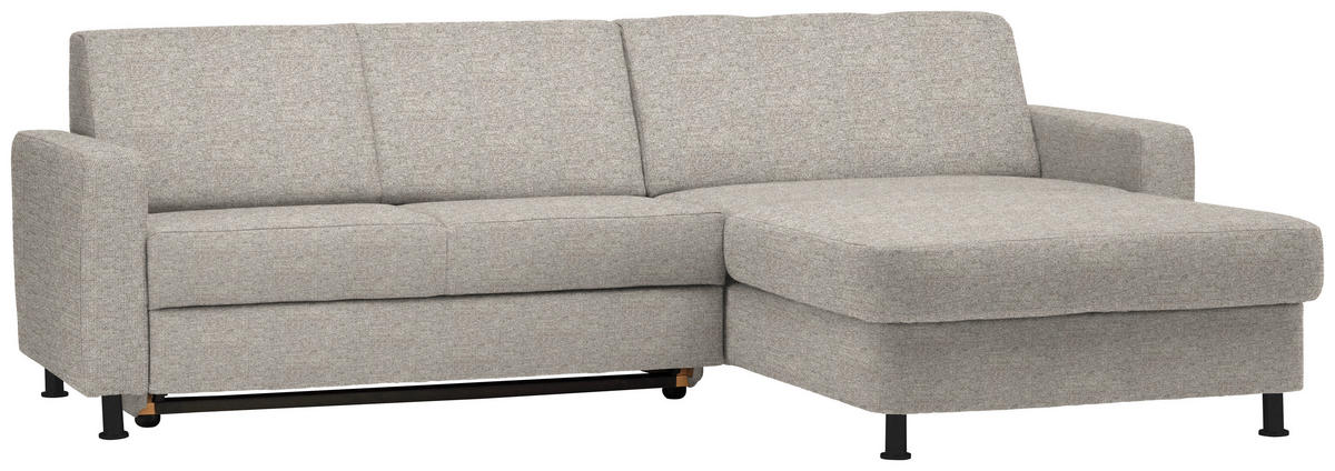 ECKSOFA in Webstoff Beige  - Beige/Schwarz, Design, Kunststoff/Textil (257/165cm) - Xora