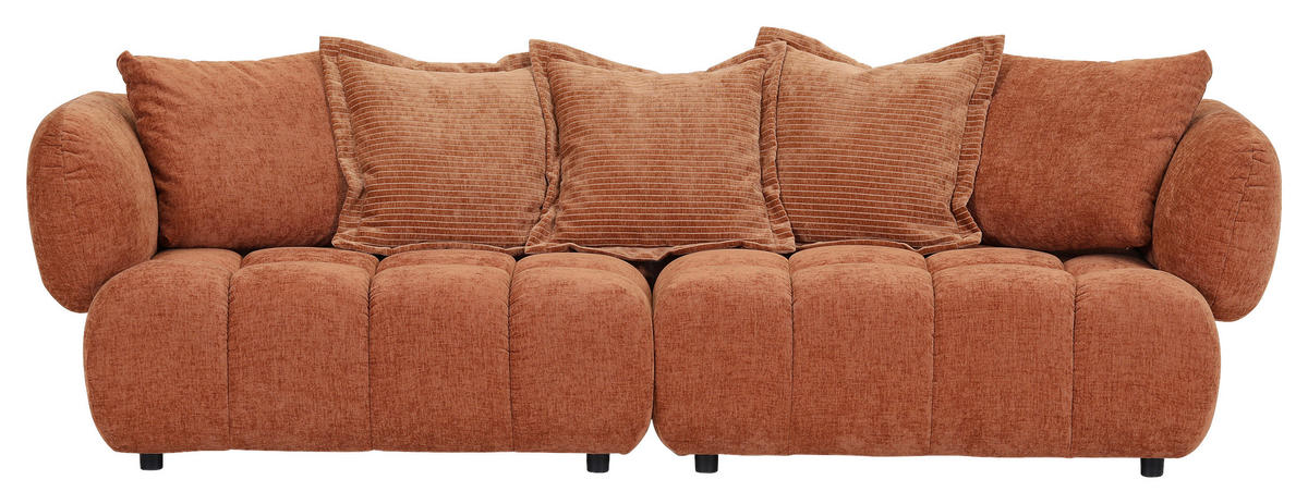 BIGSOFA in Flachgewebe Rostfarben  - Rostfarben/Schwarz, KONVENTIONELL, Kunststoff/Textil (264/72/101cm) - Carryhome