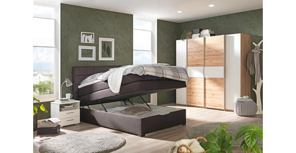 BOXSPRINGBETT 100/200 cm  in Dunkelbraun  - Wengefarben/Dunkelbraun, KONVENTIONELL, Textil (100/200cm) - Carryhome