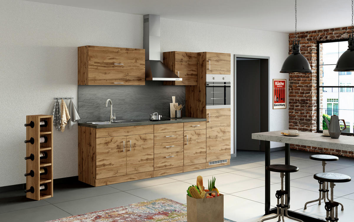 KÜCHENLEERBLOCK   in Eichefarben  - Eichefarben/Anthrazit, MODERN, Holzwerkstoff (270/200/60cm) - Held