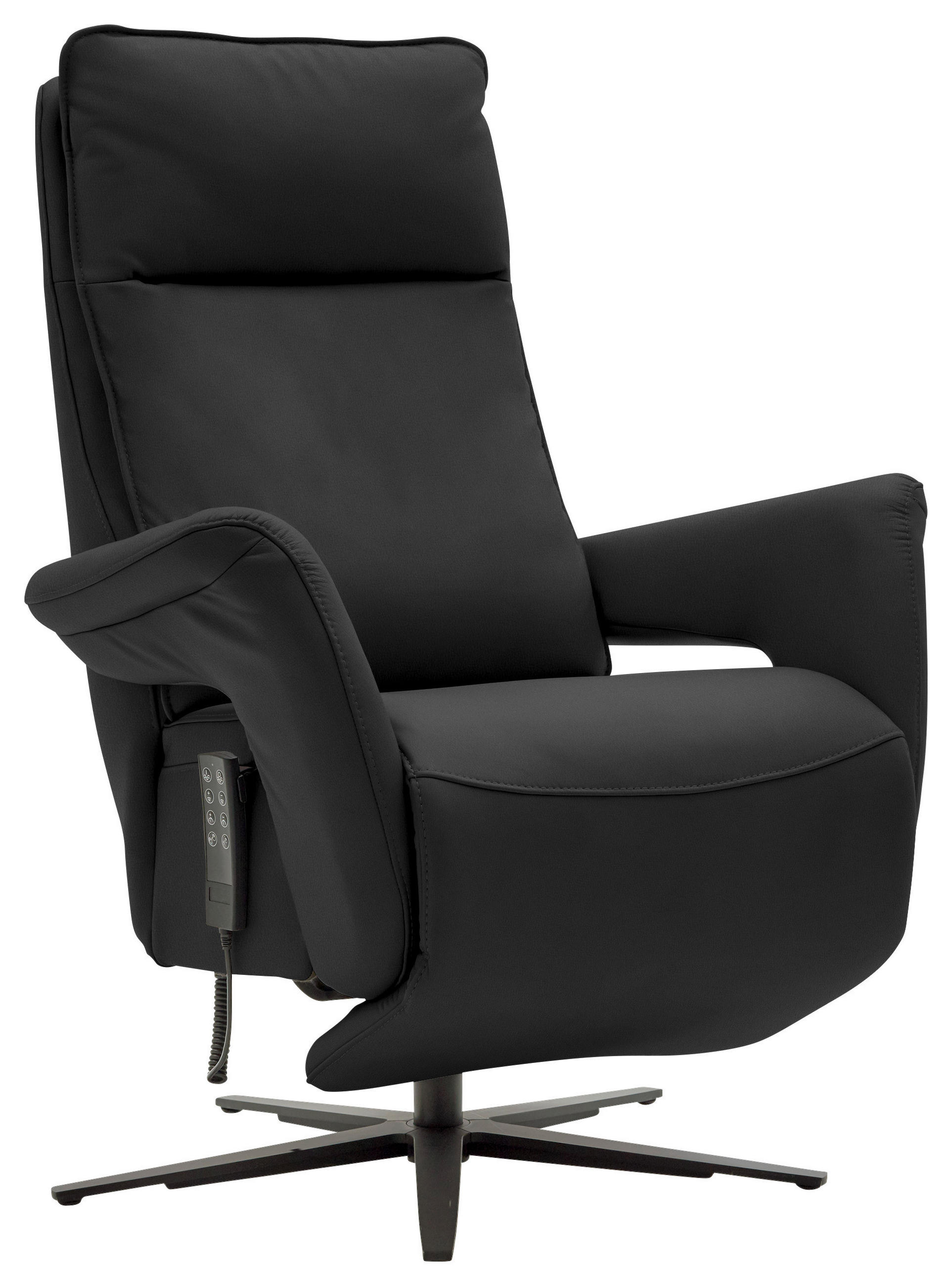 RELAXSESSEL in Leder Schwarz  - Schwarz, Design, Leder/Metall (83/116/87cm) - Valdera