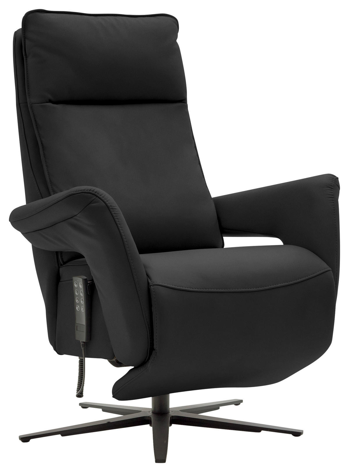 RELAXSESSEL in Leder Schwarz  - Schwarz, Design, Leder/Metall (83/116/87cm) - Valdera