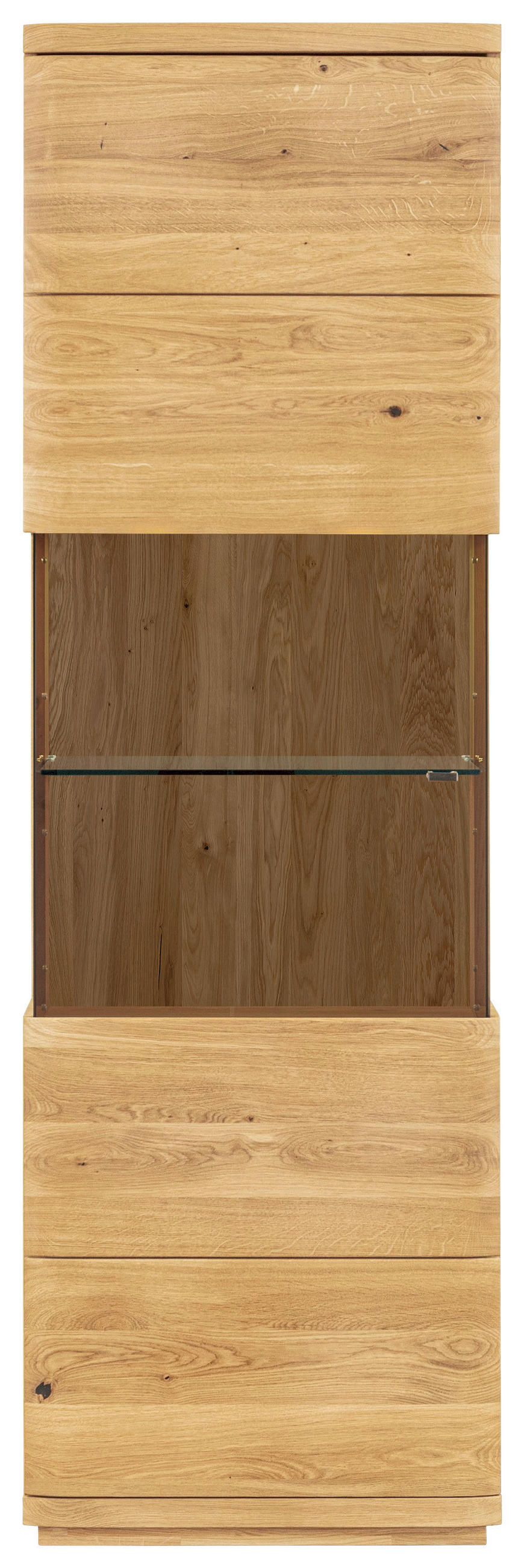 VITRINE  in massiv Eiche Eichefarben  - Eichefarben/Transparent, Natur, Glas/Holz (65/205,8/38cm) - Linea Natura