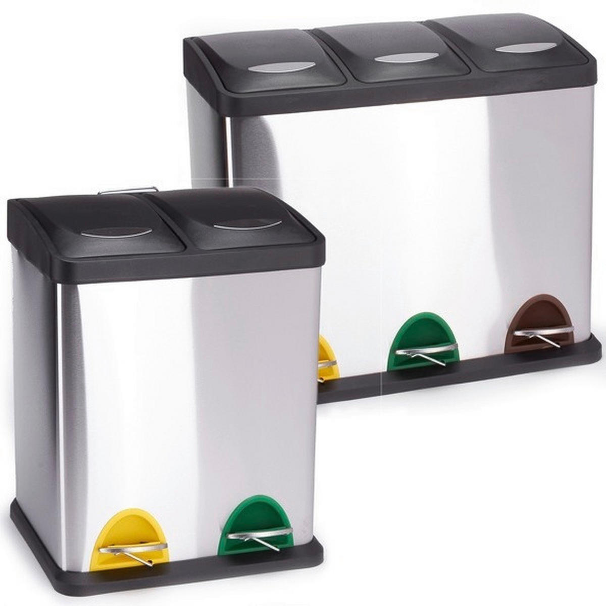TRETEIMER 24 l  Metall  - Silberfarben/Schwarz, Basics, Kunststoff/Metall (46/26,5/39,5cm)