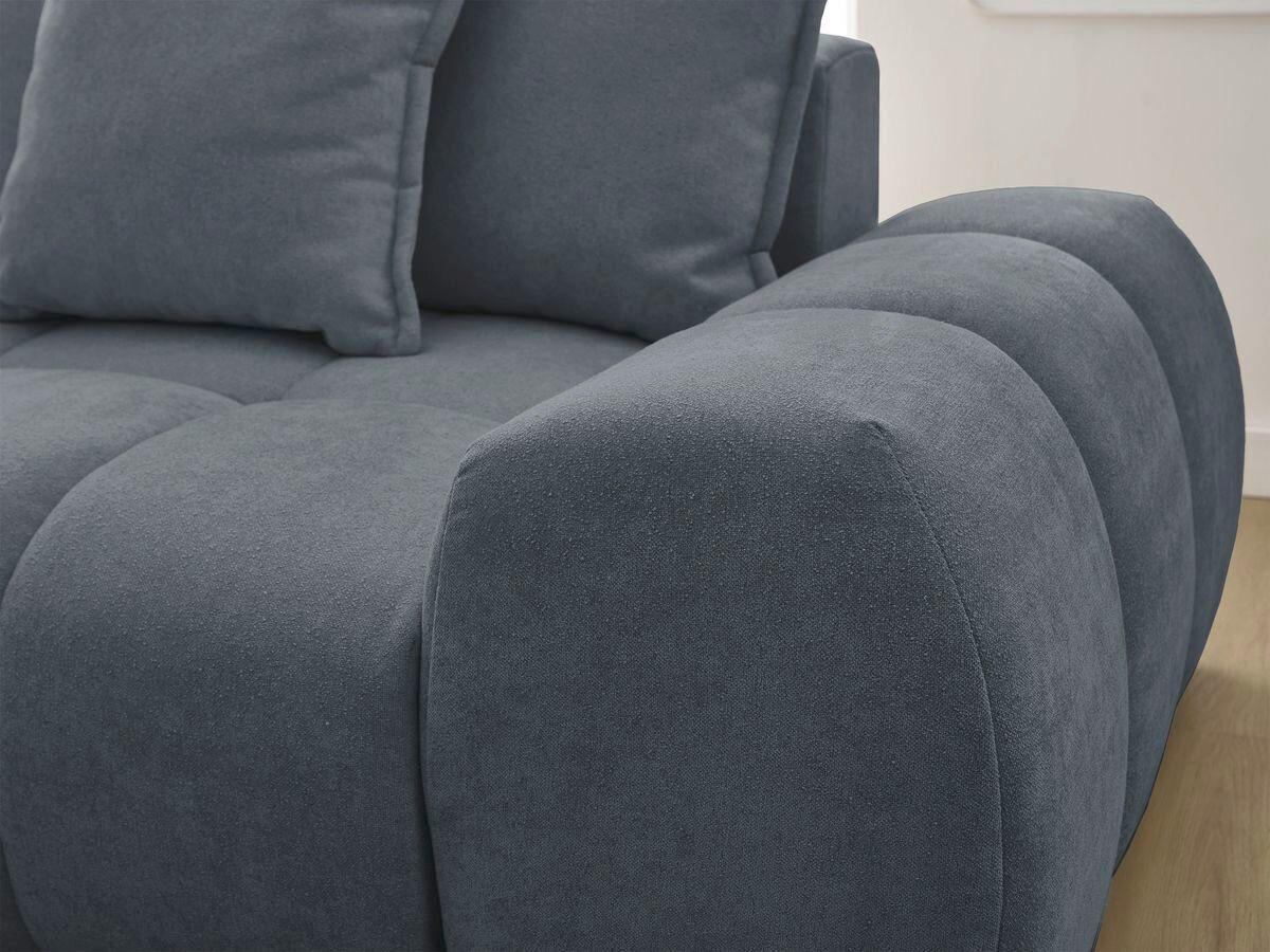 ECKSCHLAFSOFA EVEREST  mit Rücken echt, Armteil links, Armteil rechts Struktur Dunkelblau  - Schwarz/Dunkelblau, MODERN, Kunststoff/Textil (180/318cm) - Livetastic
