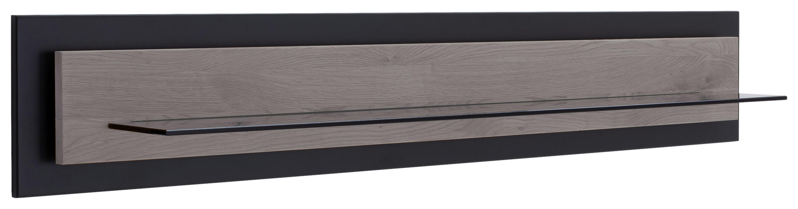 WANDBOARD Eiche furniert Schwarz, Eichefarben  - Eichefarben/Schwarz, Design, Glas/Holz (150/26/23cm) - MID.YOU
