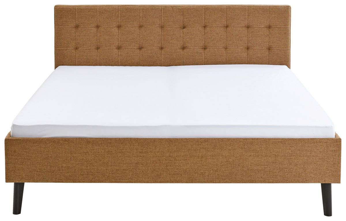 POLSTERBETT 180/200 cm  in Bernsteinfarben  - Bernsteinfarben/Schwarz, Basics, Holz/Textil (180/200cm) - Boxxx