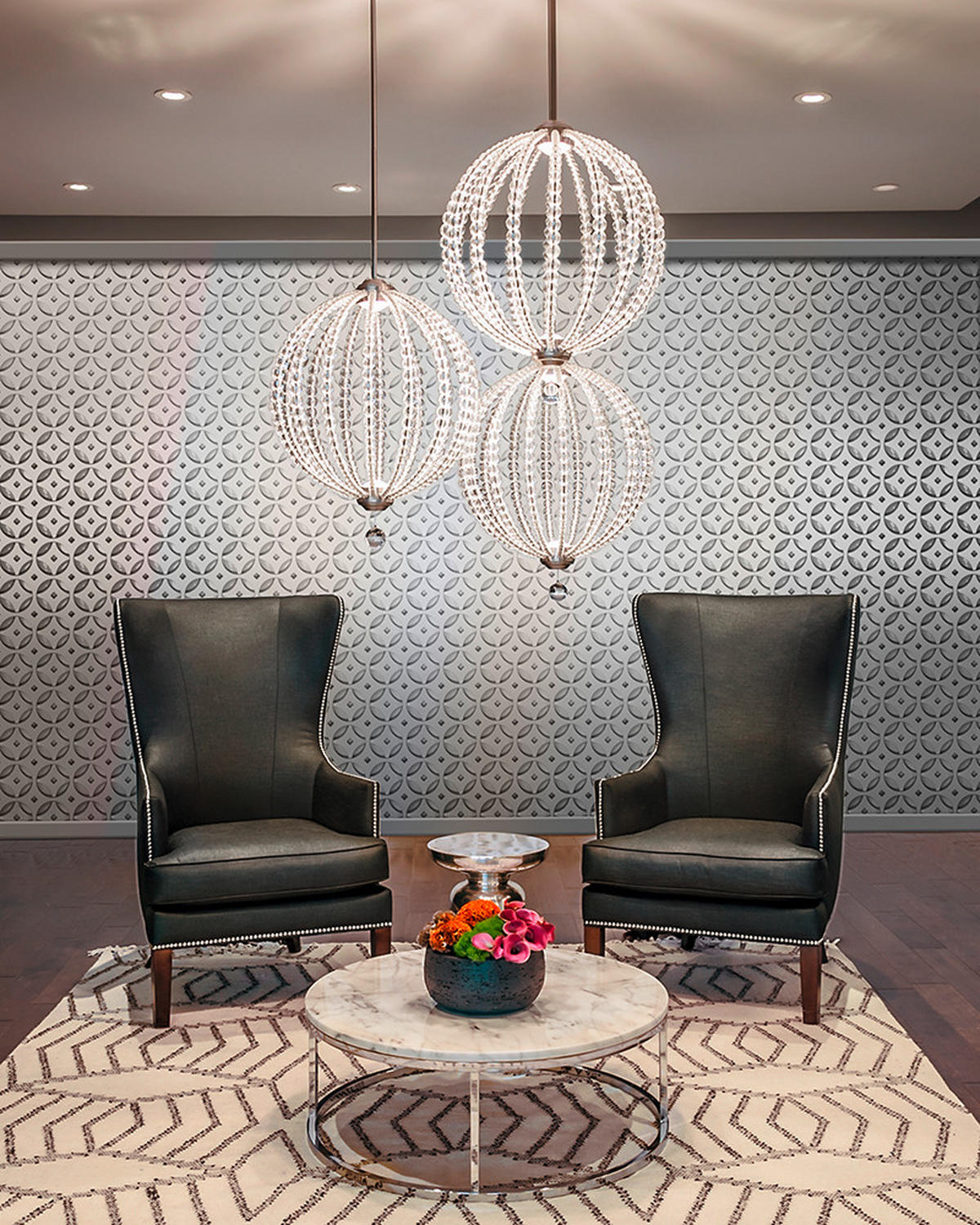 HÄNGELEUCHTE 50.9/73 cm    - Nickelfarben, Design, Glas/Metall (50.9/73cm) - Elstead Lighting