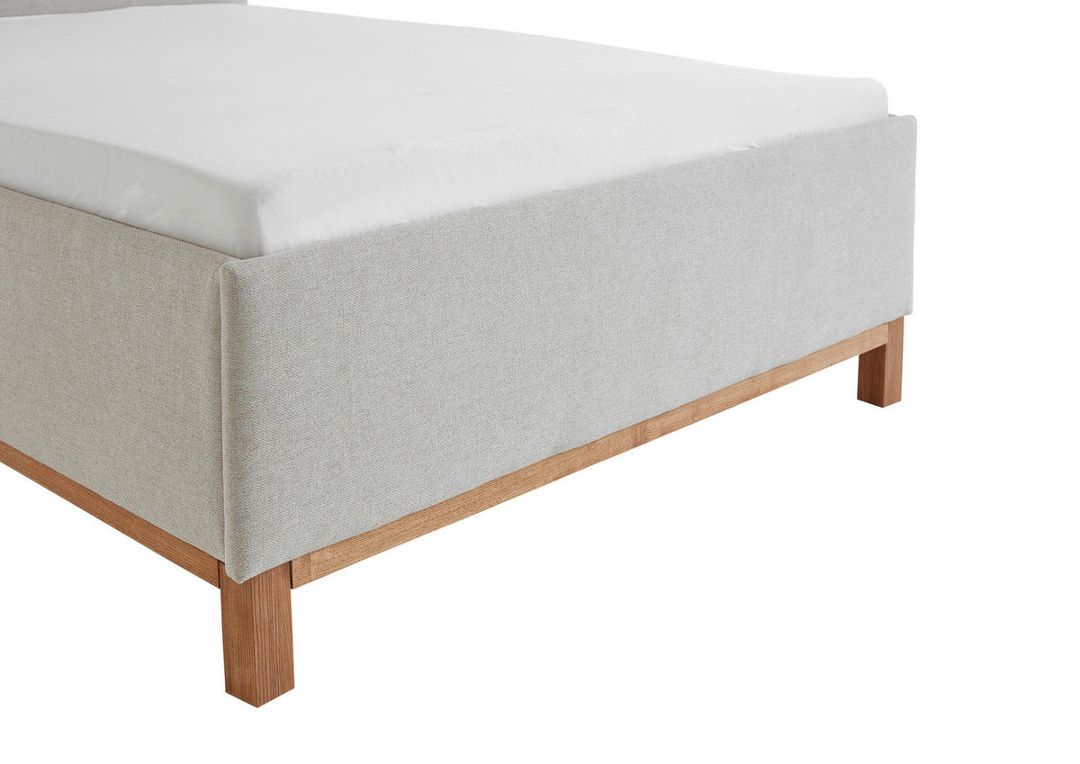 POLSTERBETT 140/200 cm  in Sandfarben  - Sandfarben/Eichefarben, MODERN, Holz/Textil (140/200cm) - Livetastic