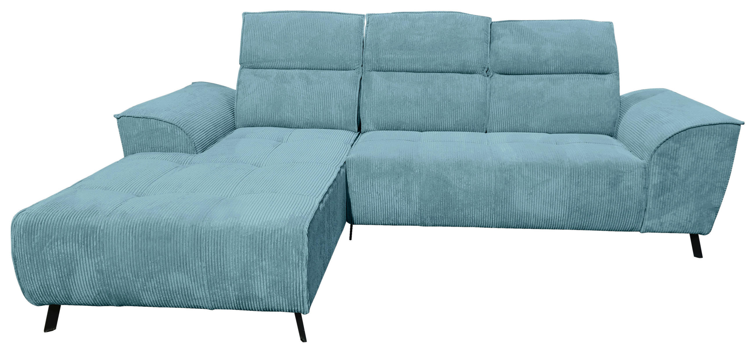 ECKSOFA Türkis Cord  - Türkis/Schwarz, KONVENTIONELL, Textil/Metall (196/290cm) - Carryhome