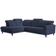 ECKSOFA in Webstoff Dunkelblau 216/302 cm - Schwarz/Dunkelblau, Design, Holz/Textil (216/302cm) - Xora
