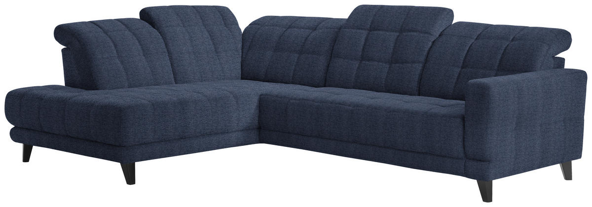 ECKSOFA in Webstoff Dunkelblau  - Schwarz/Dunkelblau, Design, Holz/Textil (216/302cm) - Xora