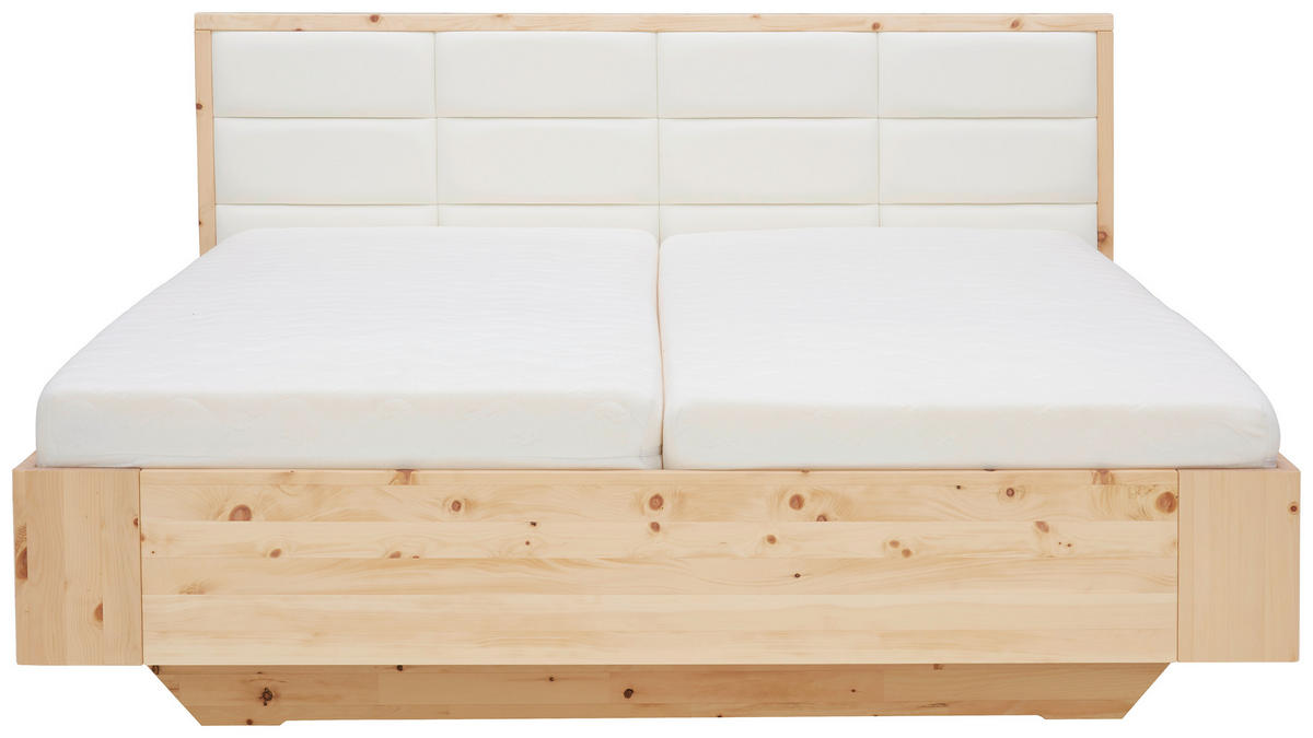 BETT 180/200 cm  in Weiß, Zirbelkieferfarben  - Zirbelkieferfarben/Weiß, Natur, Leder/Holz (180/200cm) - Valnatura
