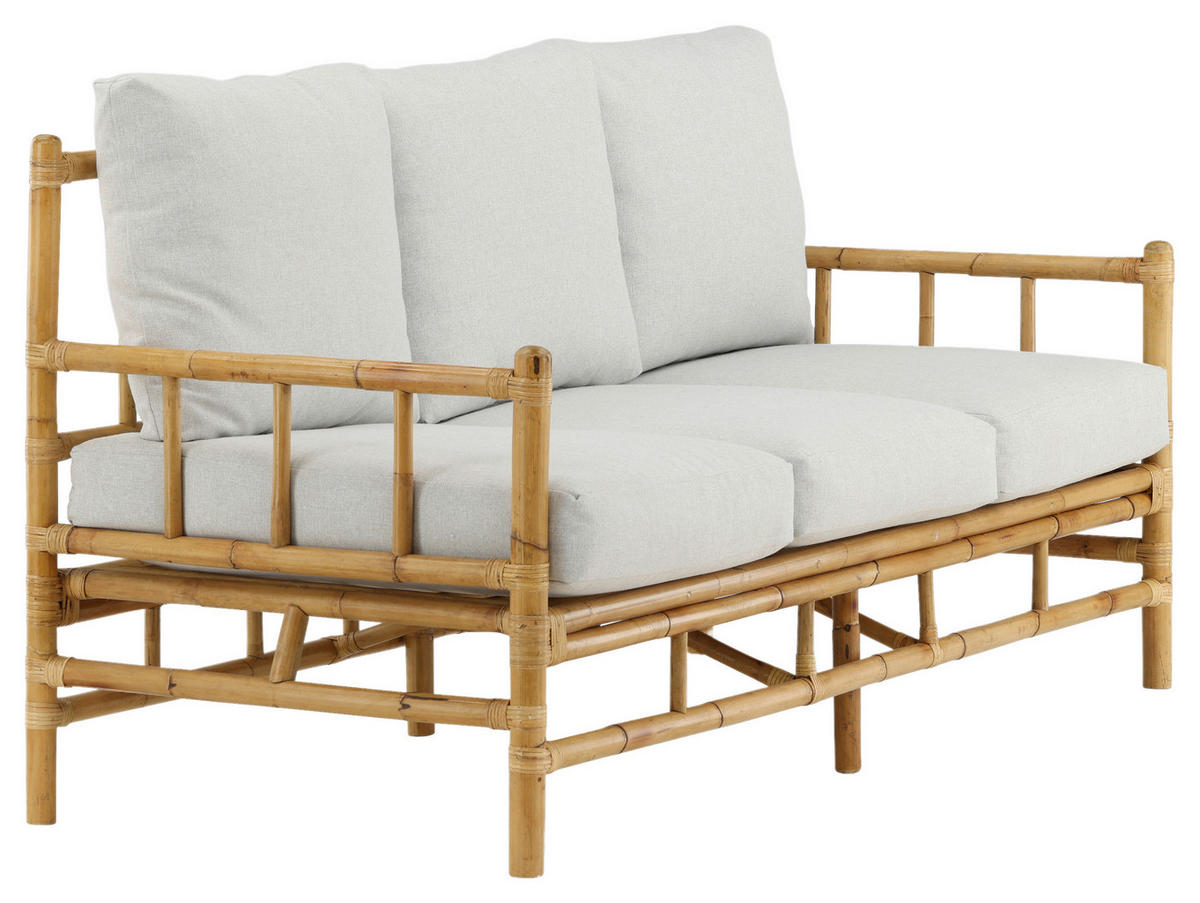 LOUNGESOFA 180/88/77 cm Bambus, Rattan  - Hellbraun/Creme, KONVENTIONELL, Holz/Textil (180/88/77cm) - Gardenson