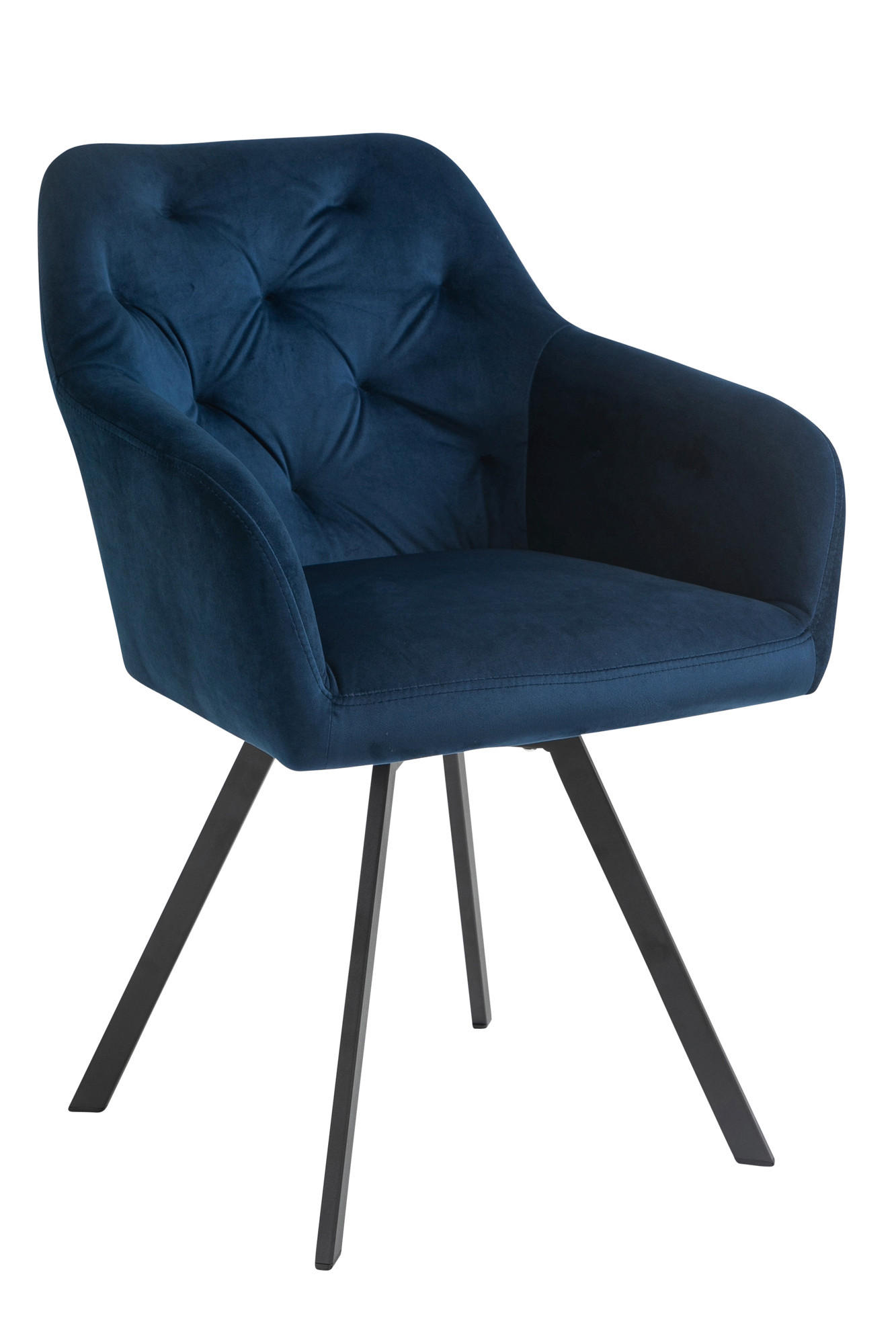 ARMLEHNSTUHL  in Samt  - Blau/Schwarz, MODERN, Textil/Metall (61/85/62cm) - Livetastic