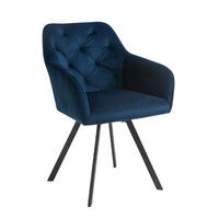 ARMLEHNSTUHL  in Samt  - Blau/Schwarz, MODERN, Textil/Metall (61/85/62cm) - Livetastic